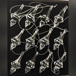 GlucksteinHome Silver & Sage Acrylic Crystal Ornaments Set of 12 NIB